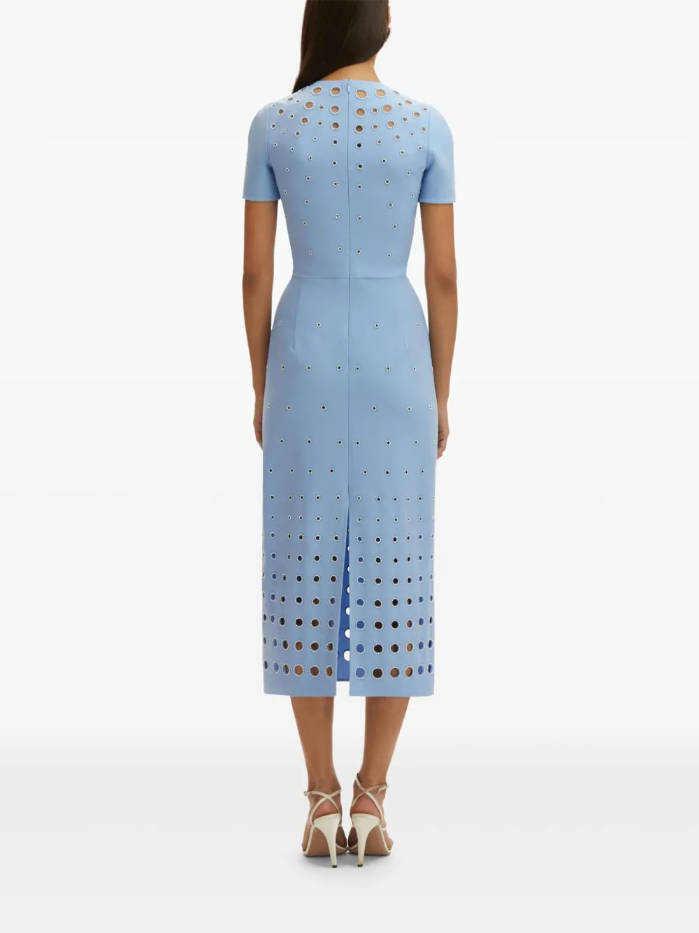 Oscar de la Renta Jurk met geborduurd ringlets Blauw