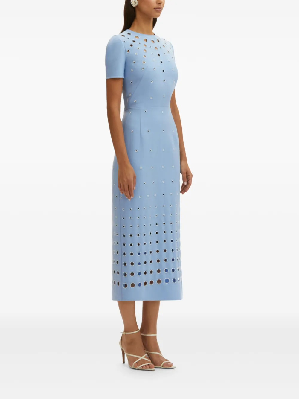 Oscar de la Renta Jurk met geborduurd ringlets Blauw