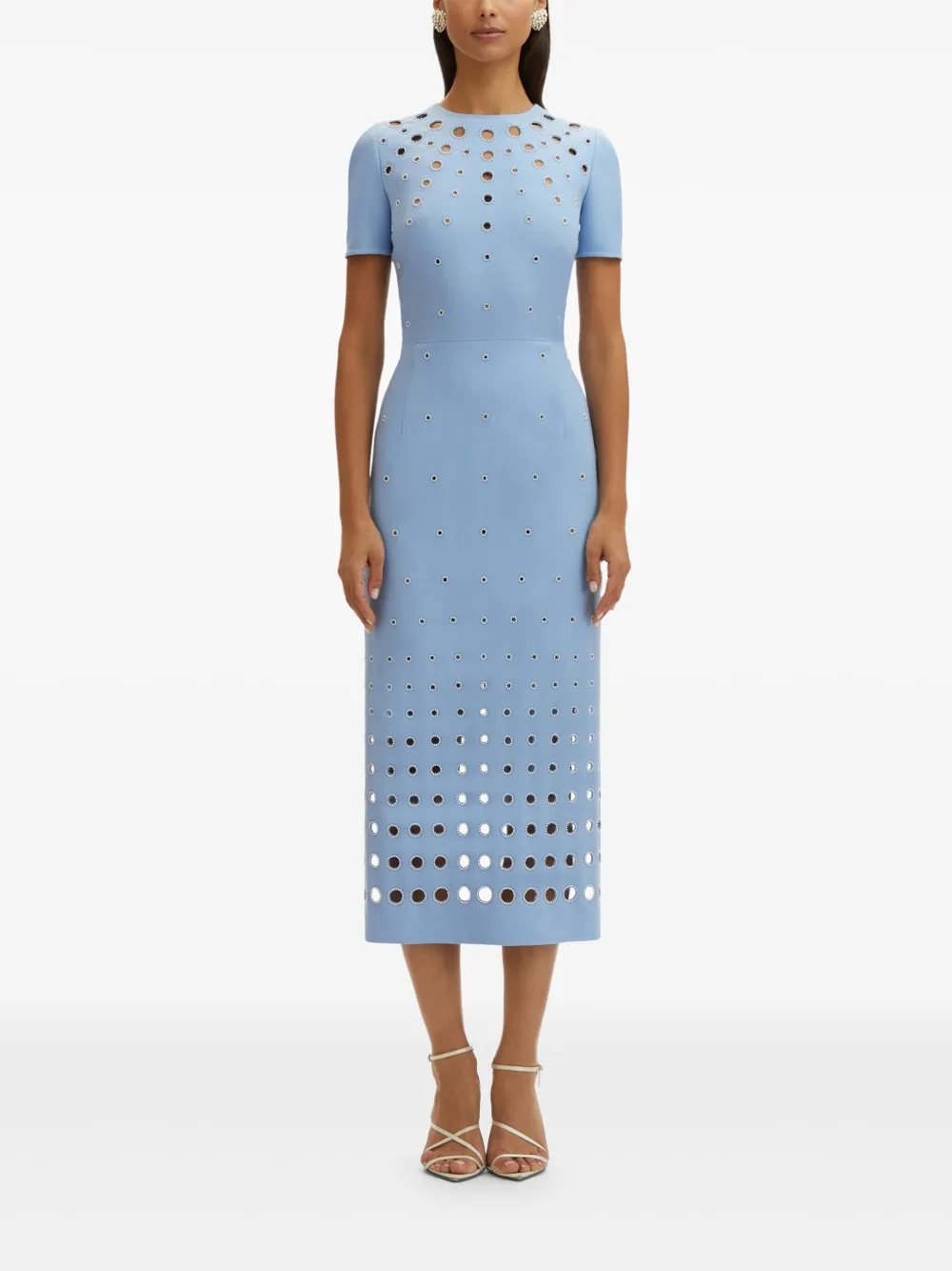 Oscar de la Renta Jurk met geborduurd ringlets - Blauw