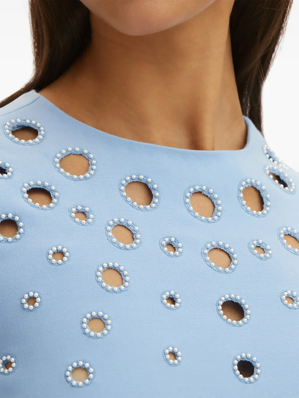 Oscar de la Renta Jurk met geborduurd ringlets Blauw
