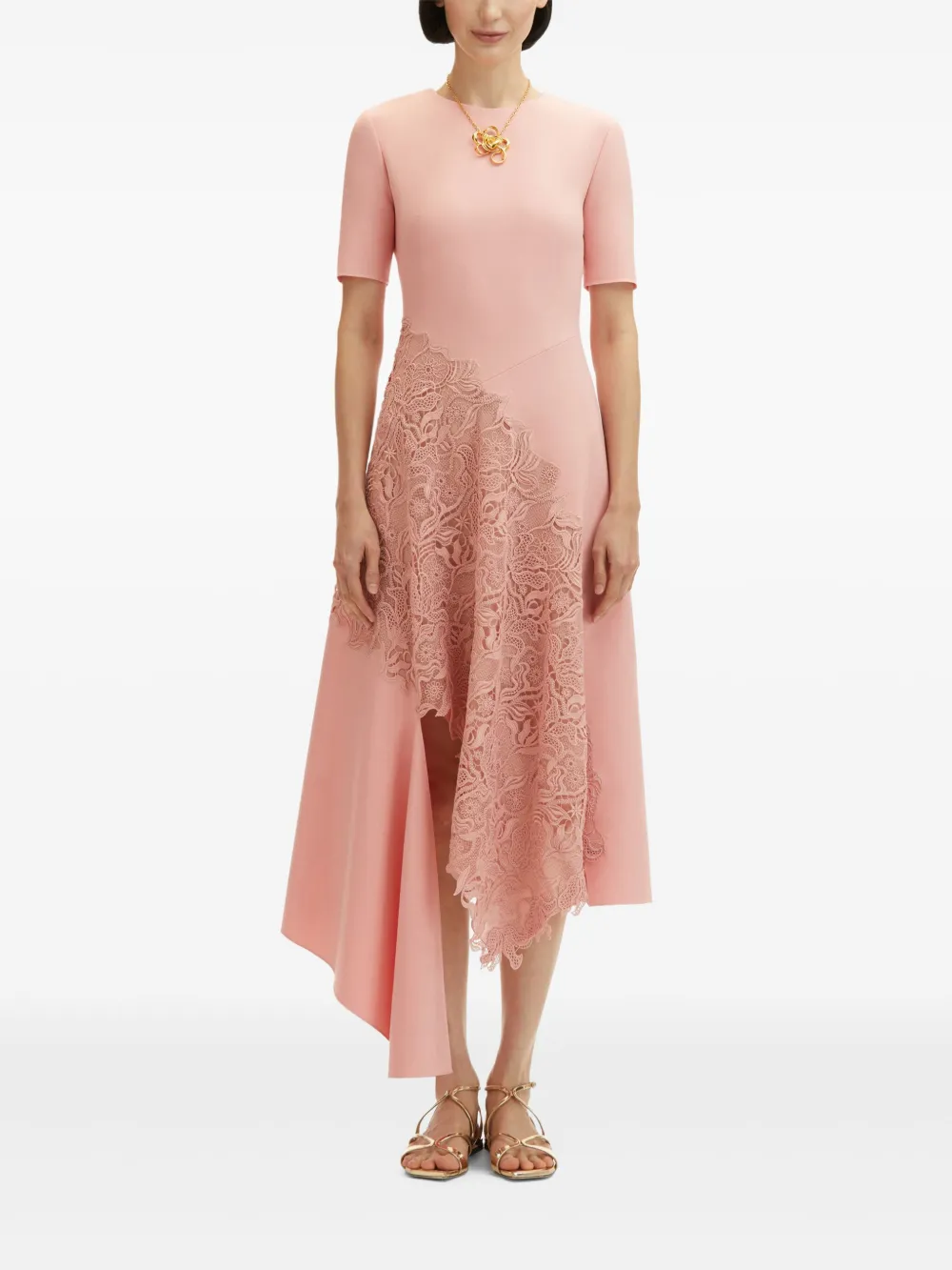 Oscar de la Renta Kanten midi-jurk - Roze