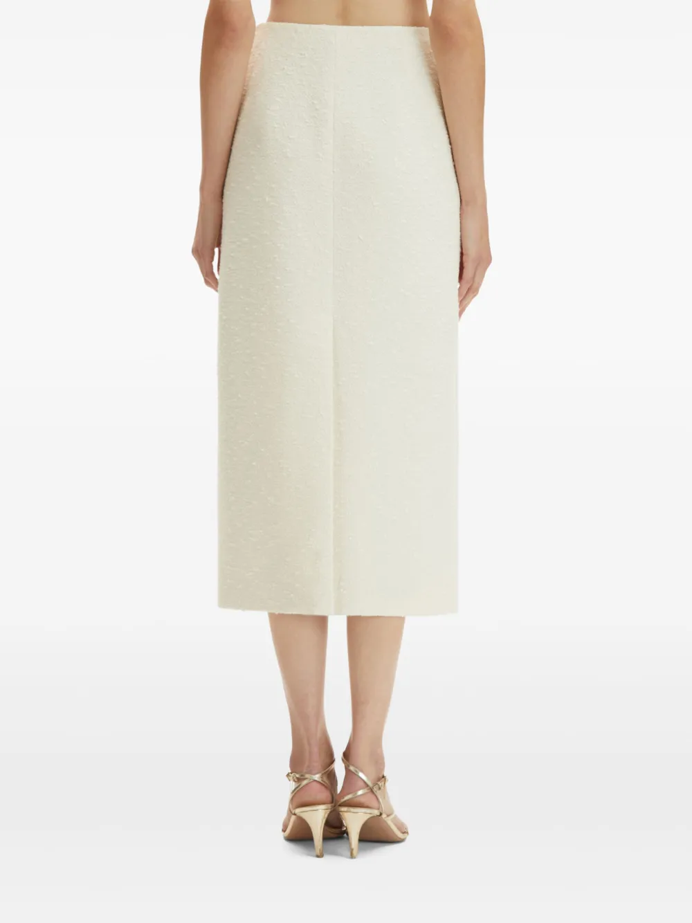 OSCAR DE LA RENTA ROSE CUT-OUT TWEED SKIRT