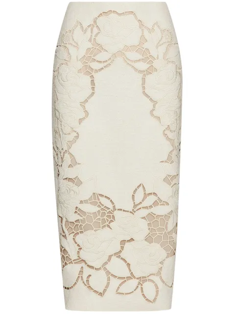 Oscar de la Renta rose cut-out tweed skirt