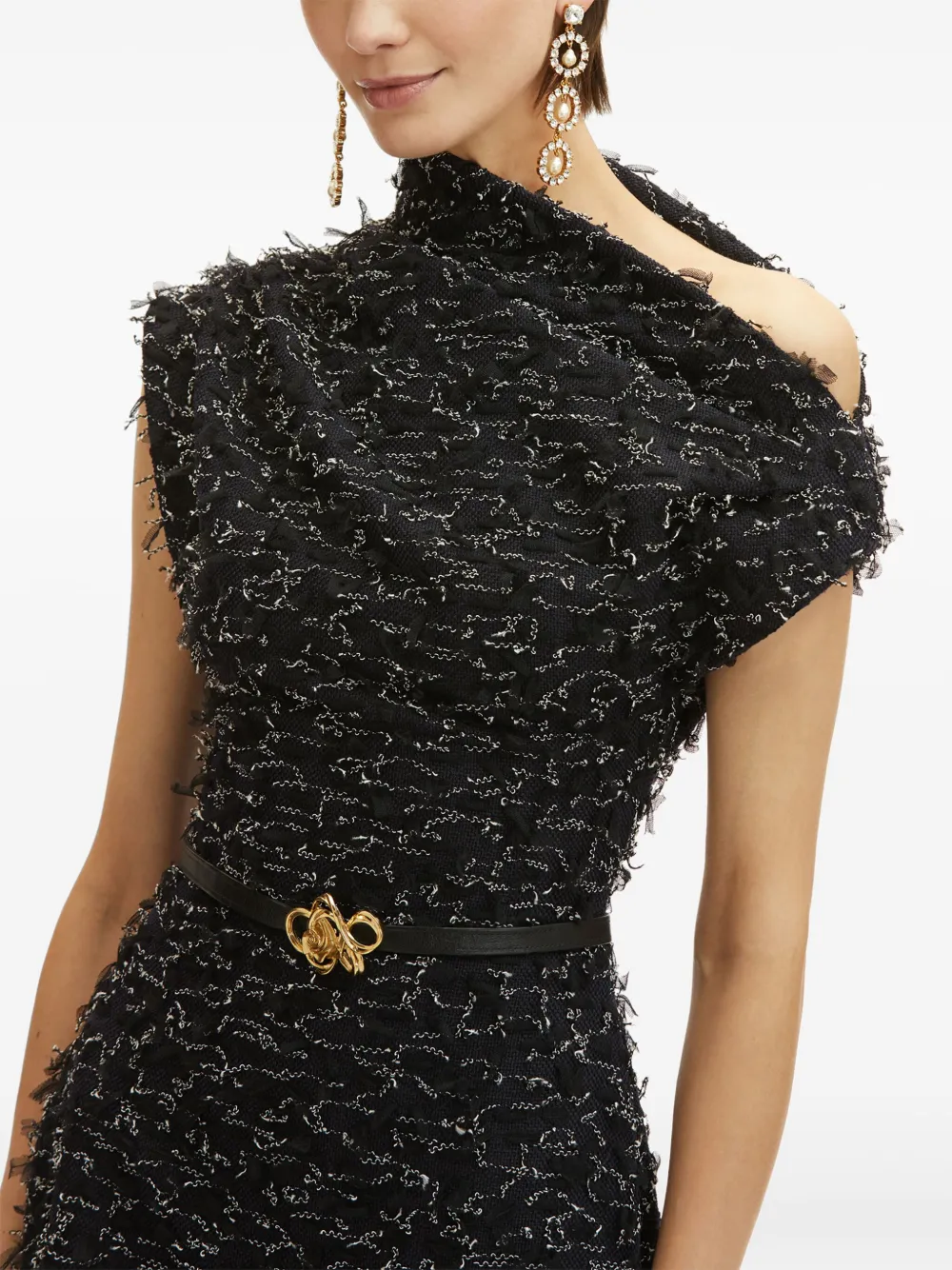 Oscar de la Renta Eyelash kokerjurk Blauw