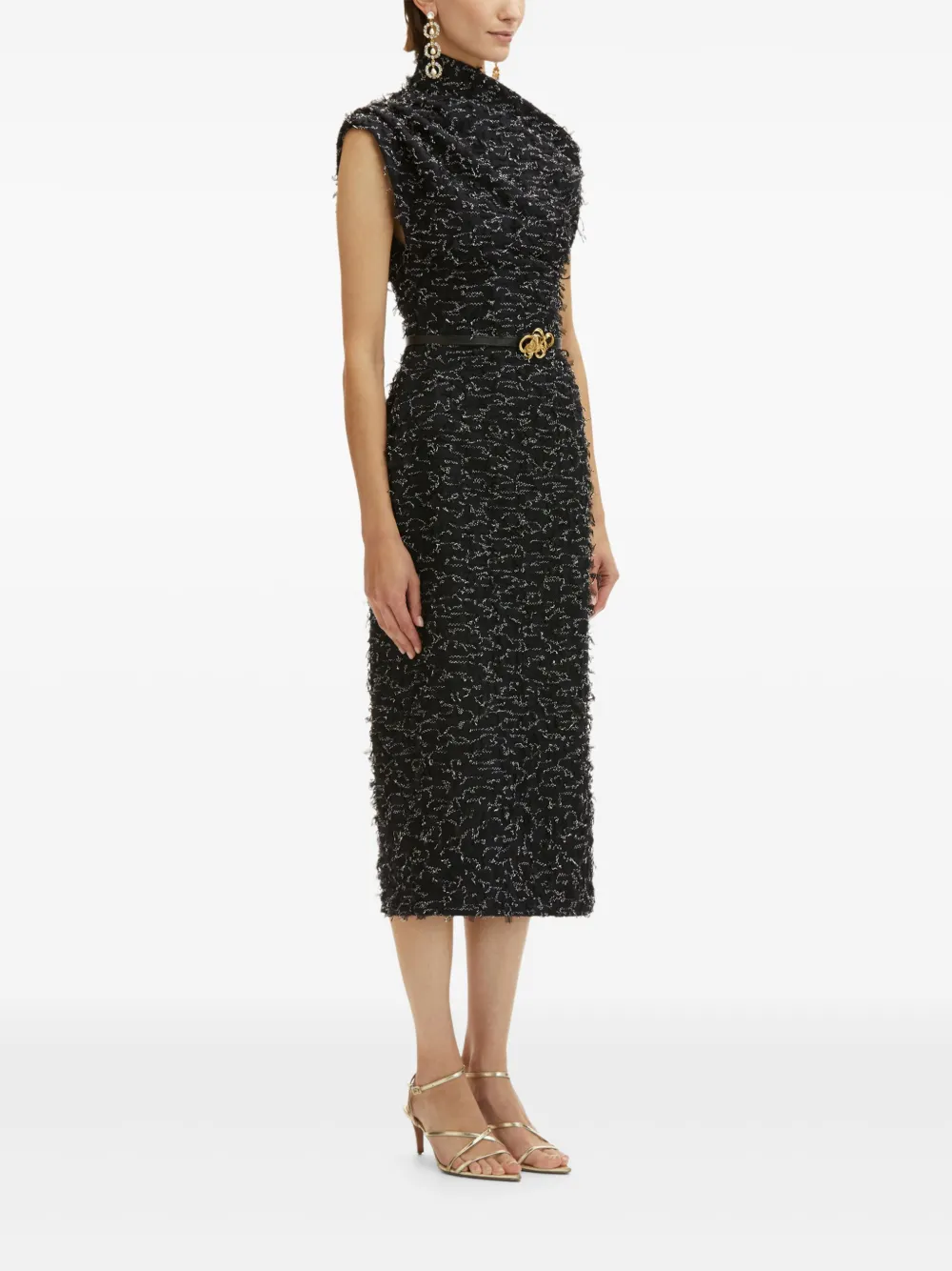 Oscar de la Renta Eyelash kokerjurk Blauw