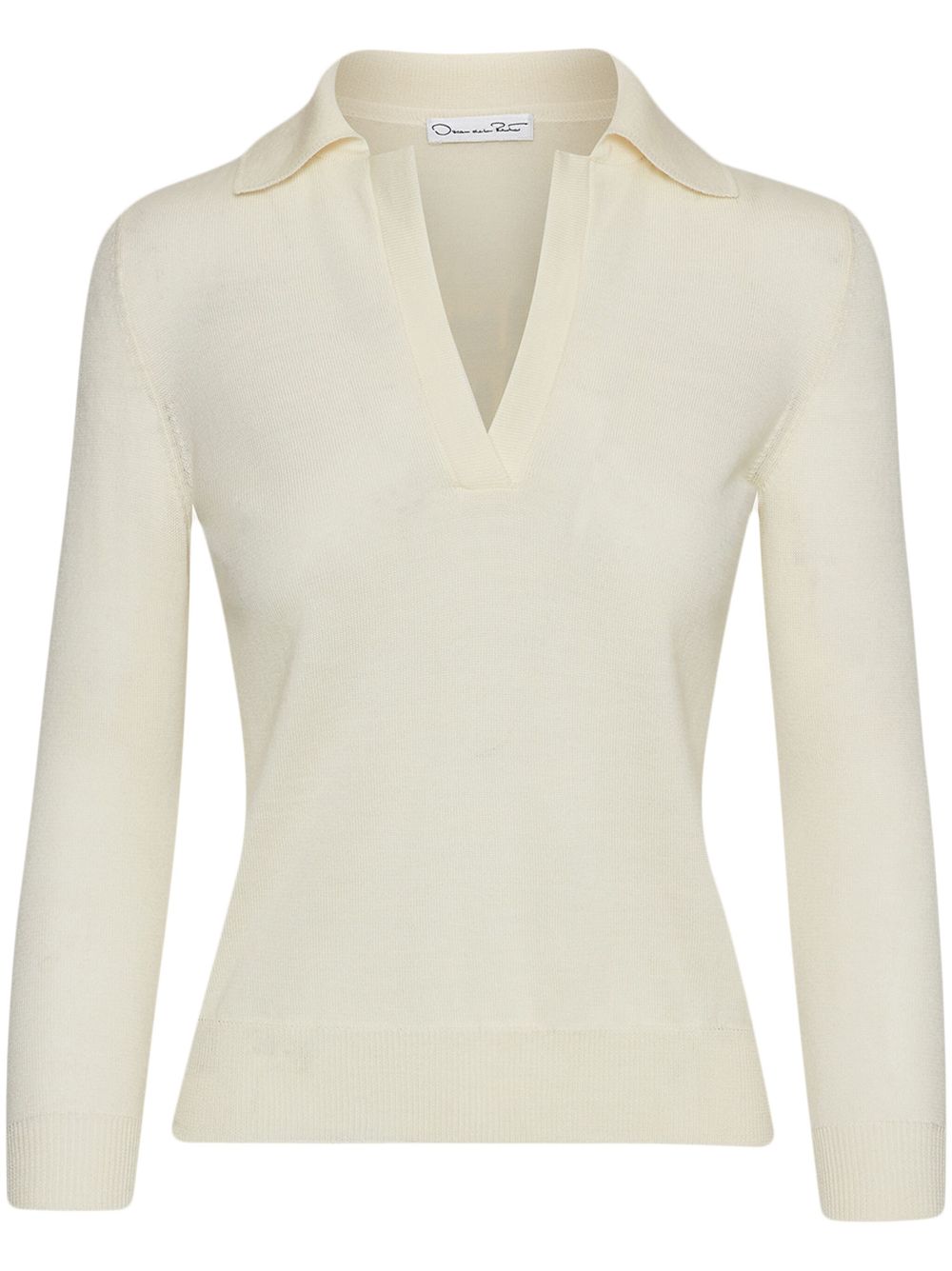 Oscar de la Renta collared polo top - White