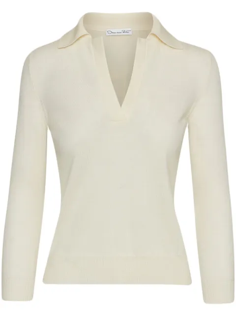 Oscar de la Renta collared polo top