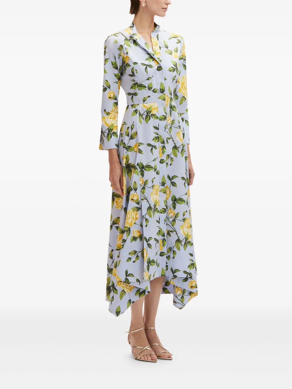 Oscar de la Renta English Rose blousejurk Blauw
