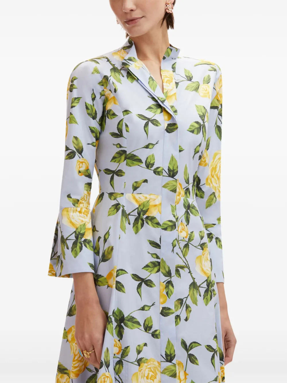 Oscar de la Renta English Rose blousejurk Blauw