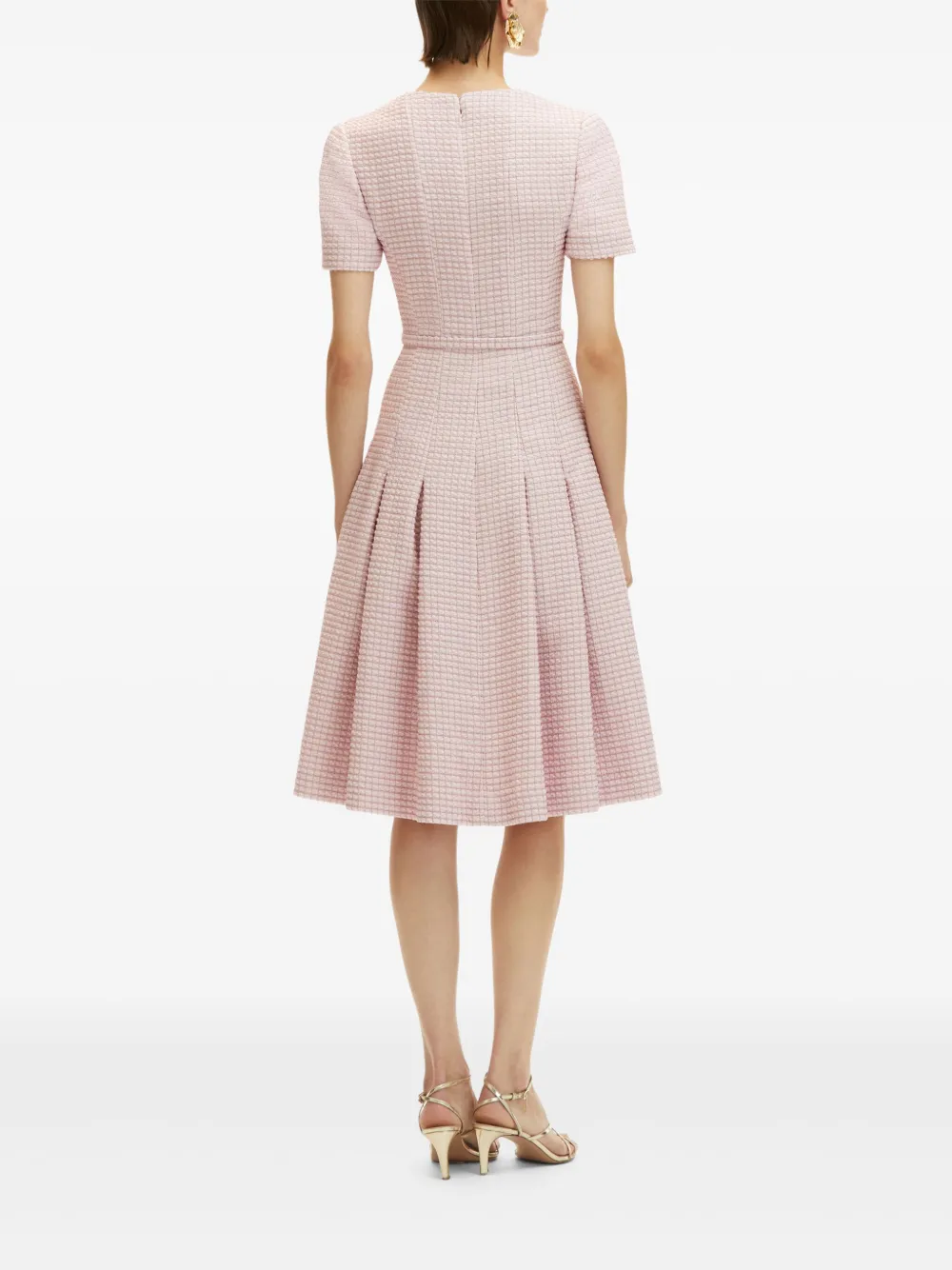 Oscar de la Renta Geruite tweed midi-jurk Roze