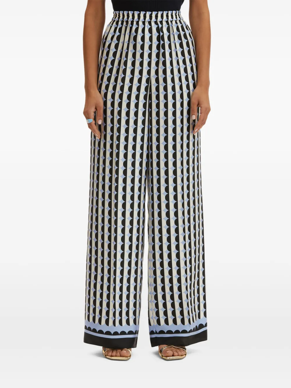 Shop Oscar De La Renta Geometric Pattern Trousers In Black