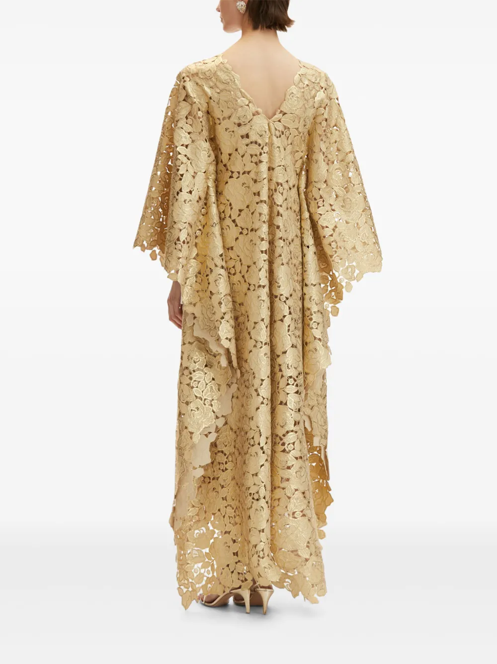 Oscar de la Renta Foiled tuniek met kant Goud