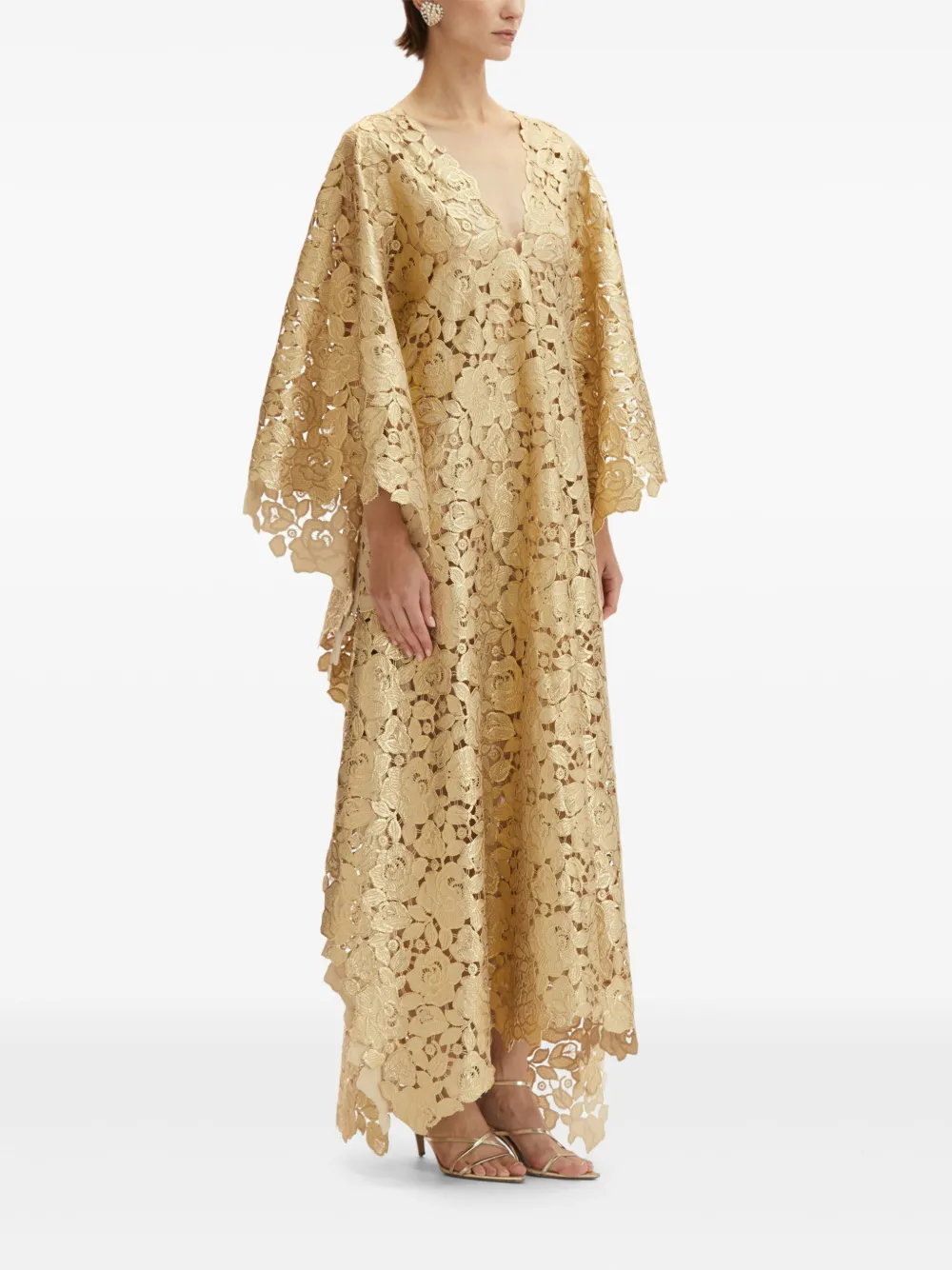 Oscar de la Renta Foiled tuniek met kant Goud