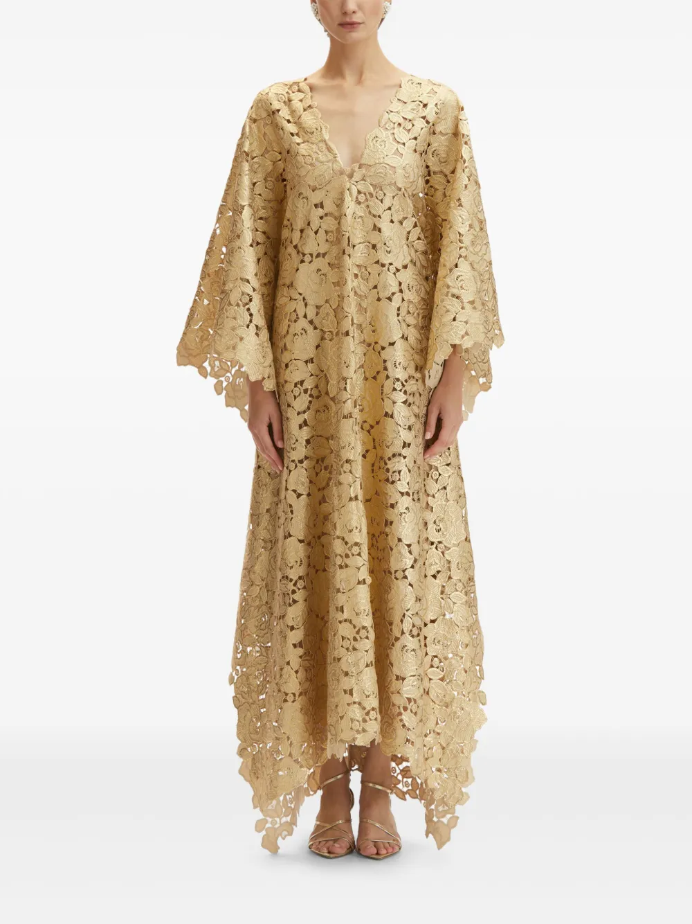 Oscar de la Renta Foiled tuniek met kant - Goud