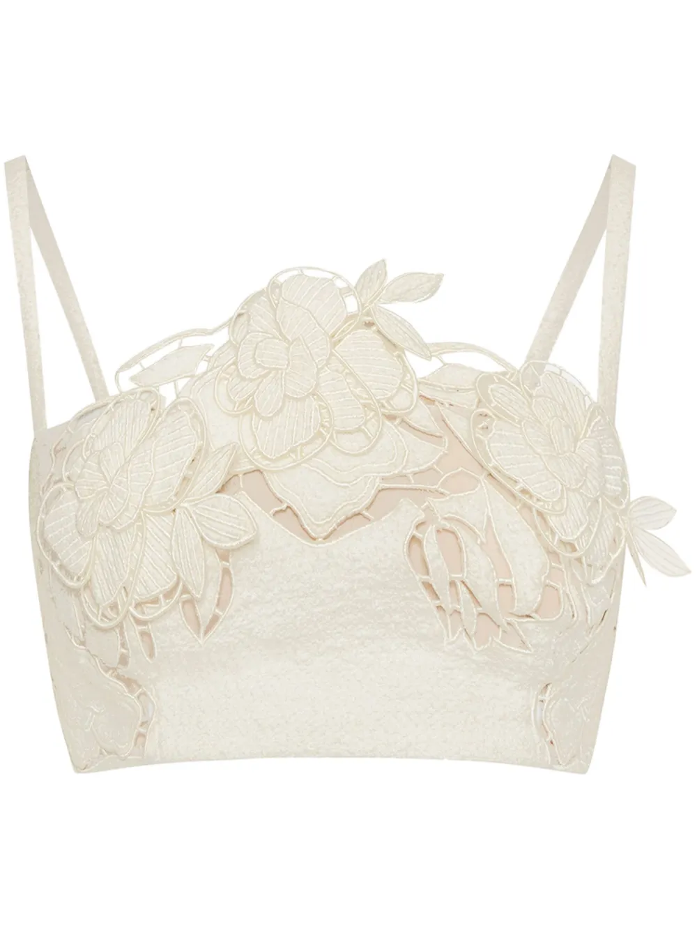 OSCAR DE LA RENTA ROSE CUT-OUT TWEED TOP 