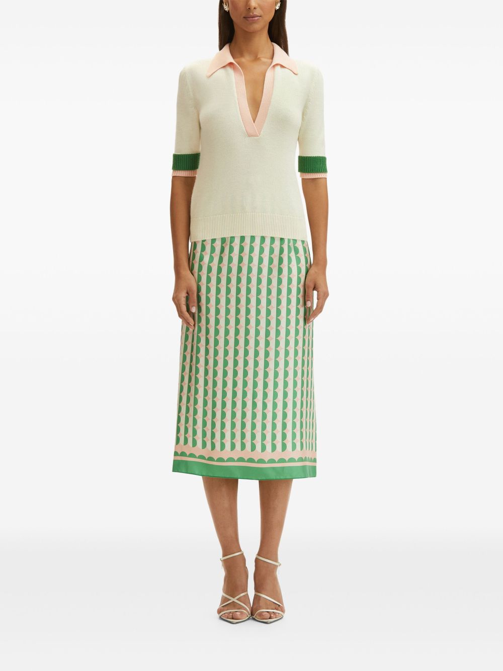 Oscar de la Renta Polotop met colourblocking - Wit