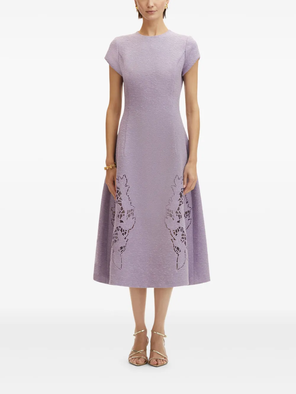 Oscar de la Renta Tweed midi-jurk met uitgesneden details - Paars