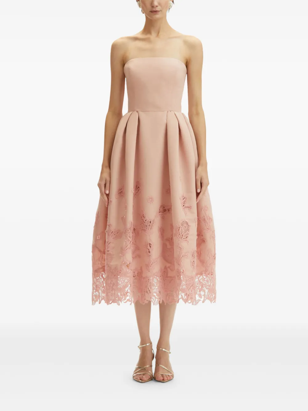 Oscar de la Renta Kanten midi-jurk - Roze