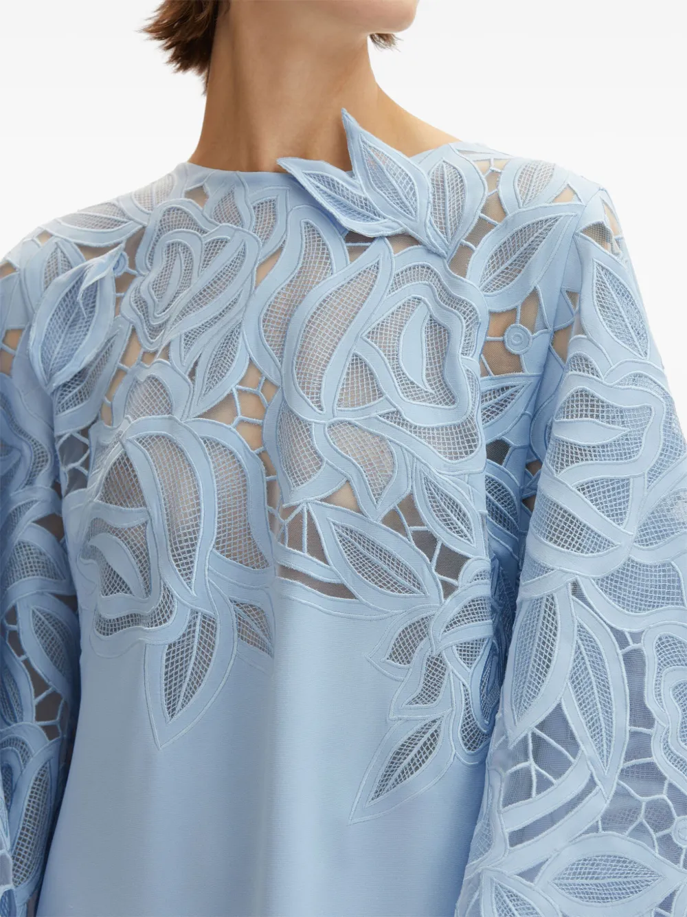Oscar de la Renta Tuniek met roospatroon en uitgesneden details Blauw