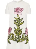 Oscar de la Renta rose-print shift mini dress - White