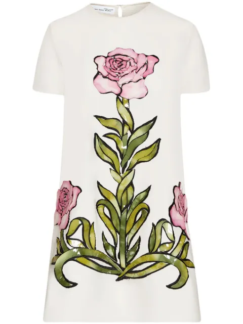 Oscar de la Renta rose-print shift mini dress