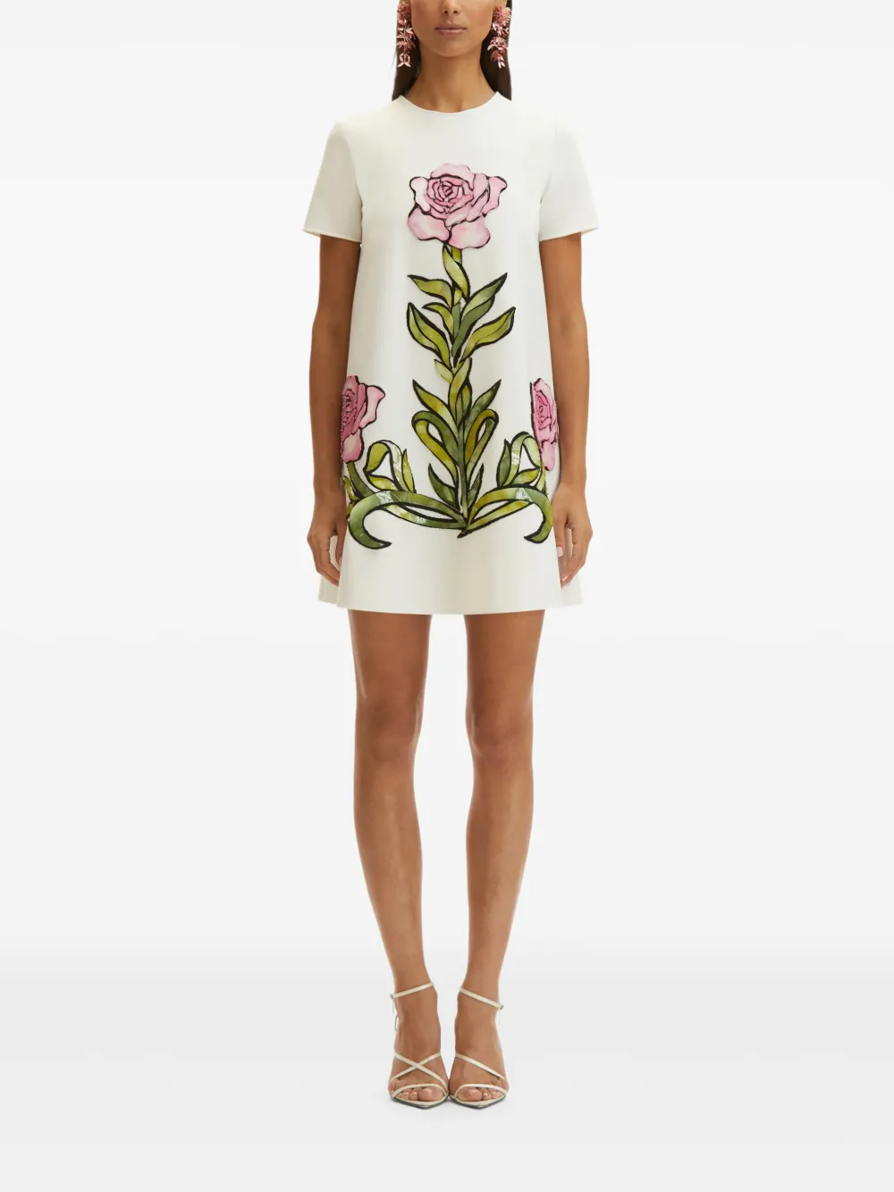 Oscar de la Renta Mini-shiftjurk met rozenprint - Wit