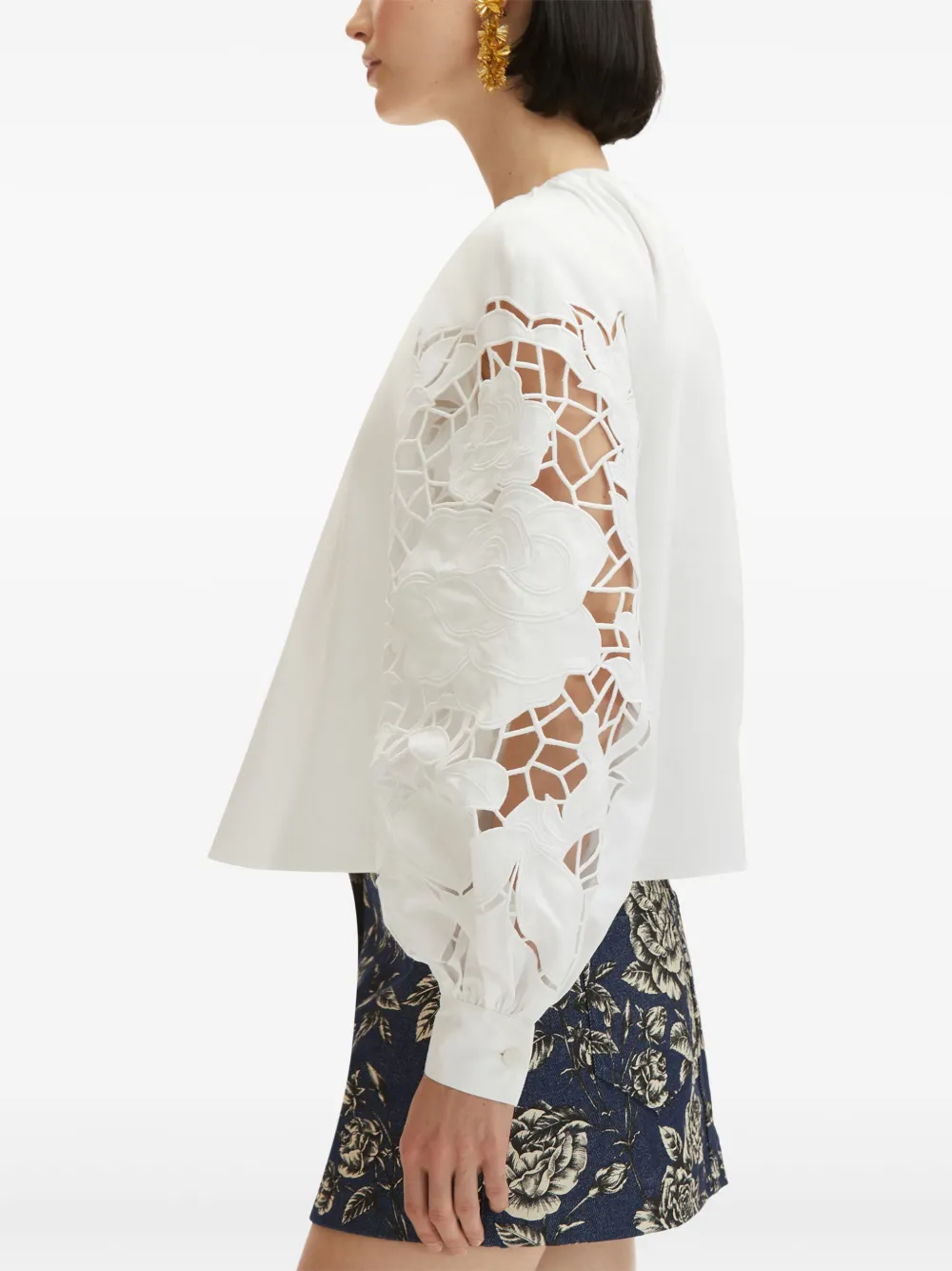 Oscar de la Renta English Rose cut-out poplin blouse | Image 6