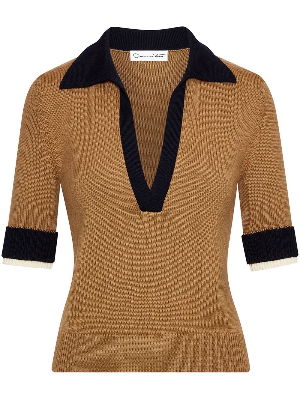 Oscar de la Renta colour-block polo top - Brown