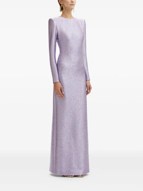 Oscar De La Renta lamé-effect Column Maxi Dress Purple FARFETCH ID