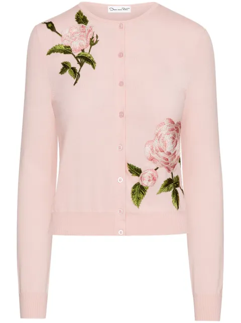 Oscar de la Renta 잉글리시 로즈 스레드 가디건