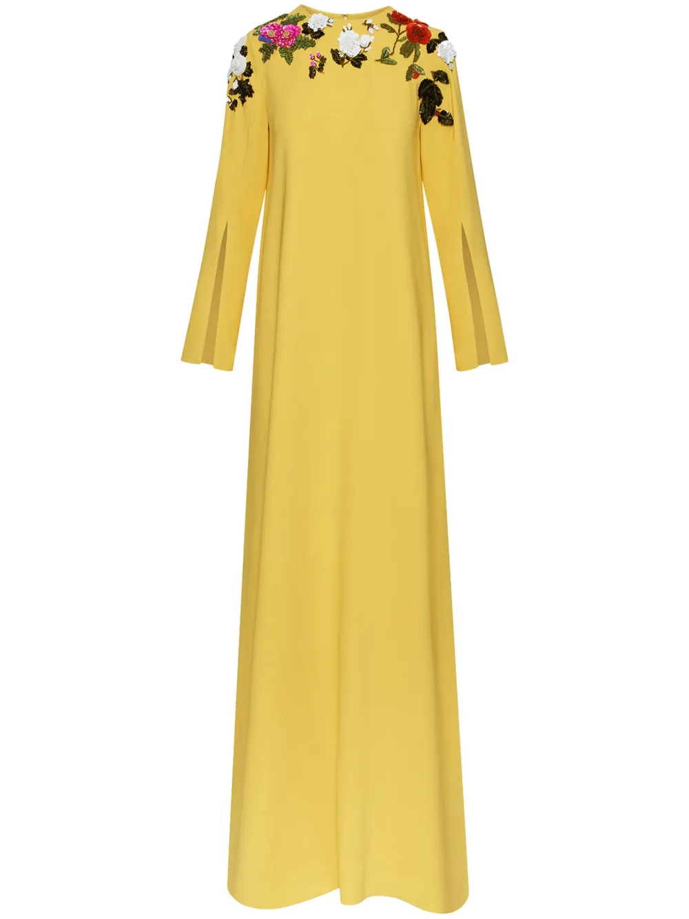 Shop Oscar De La Renta Rose-embroidery Kaftan In Gelb