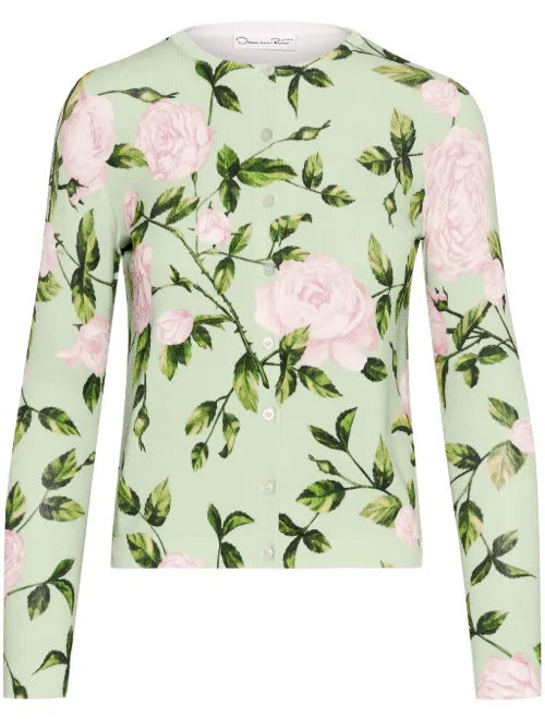 Cardigan à imprimé English Rose - Oscar de la Renta - Modalova