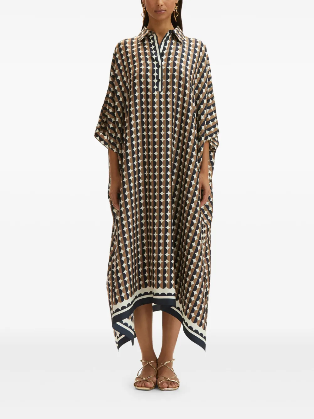 Oscar de la Renta Tuniek met geometrisch patroon - Beige