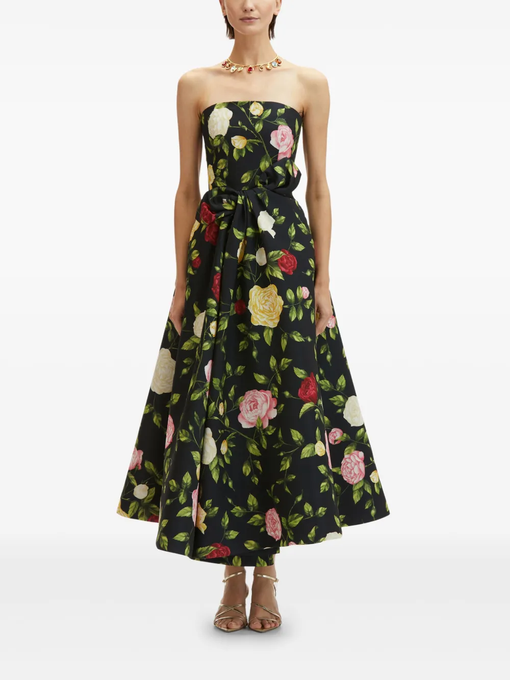 Oscar de la Renta English Rose Faille avondjurk - Blauw