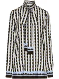 Oscar de la Renta Geometric Circle silk twill blouse - Blue