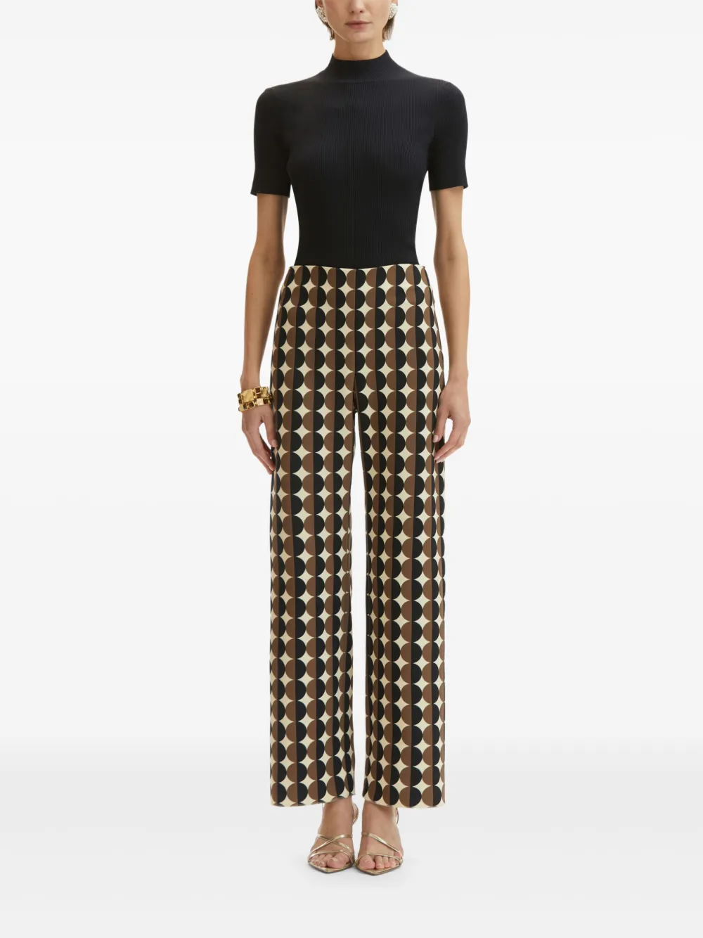 Oscar de la Renta Broek met geometrisch patroon - Beige