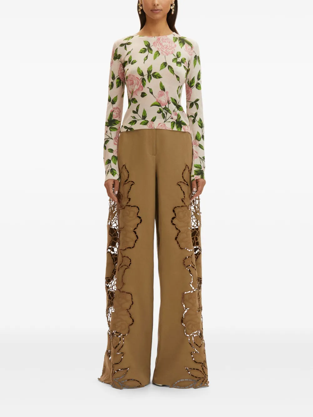 Oscar de la Renta Trui met print - Beige