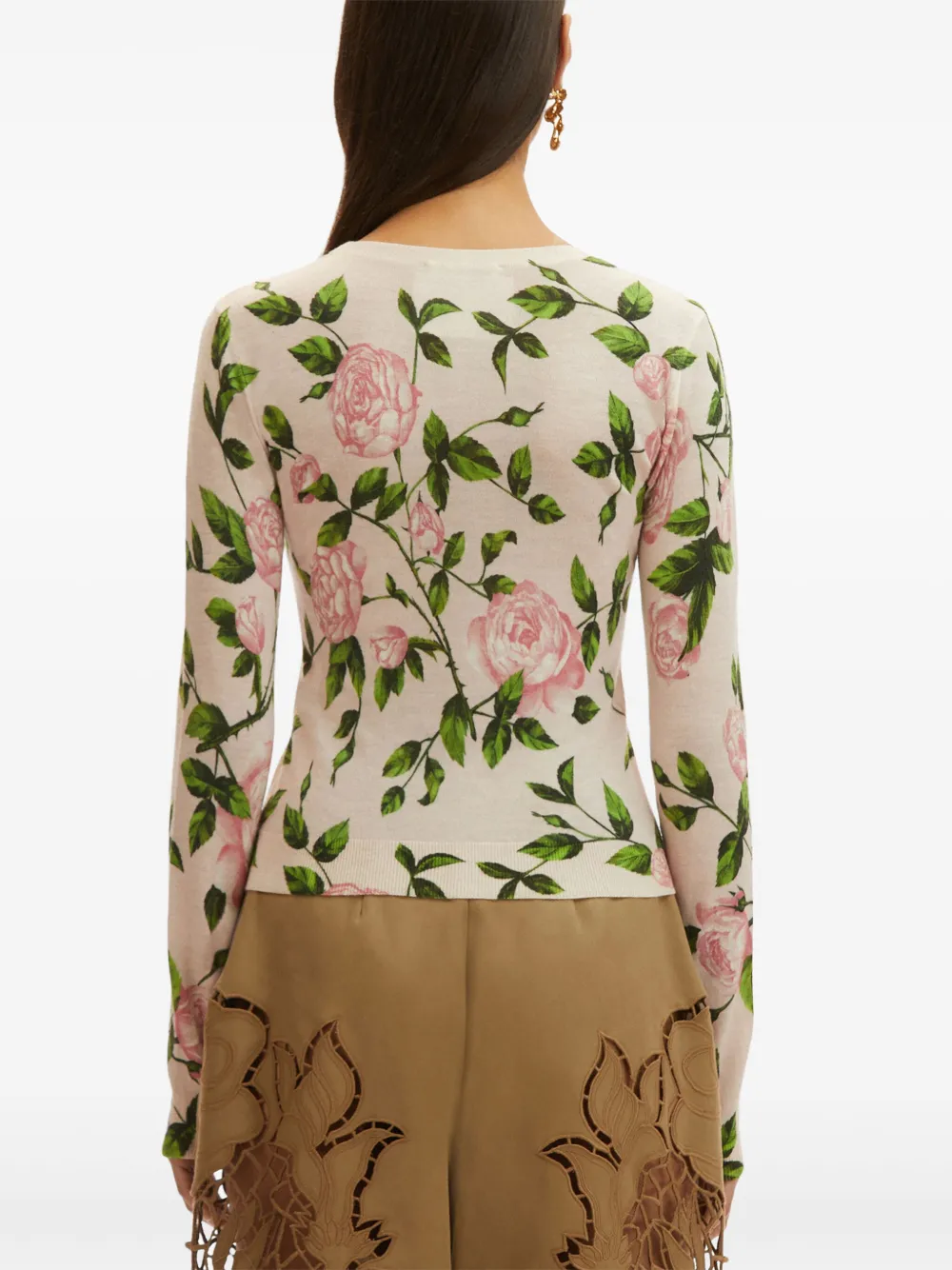 Shop Oscar De La Renta English Rose Print Jumper In Neutrals