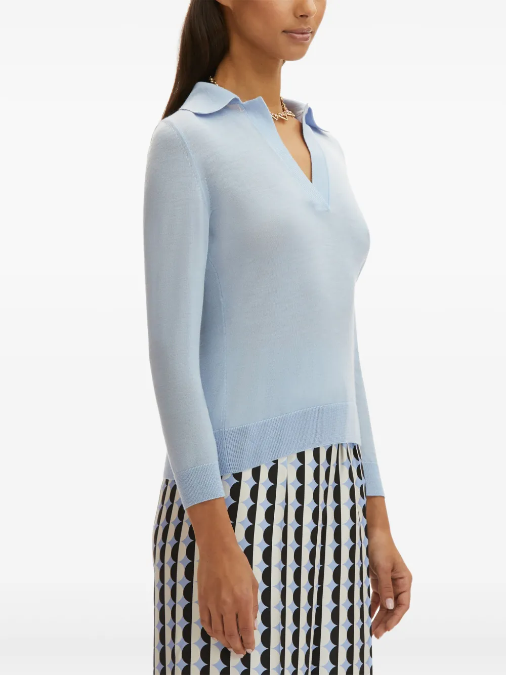 Shop Oscar De La Renta Virgin Wool Polo Shirt In Blau