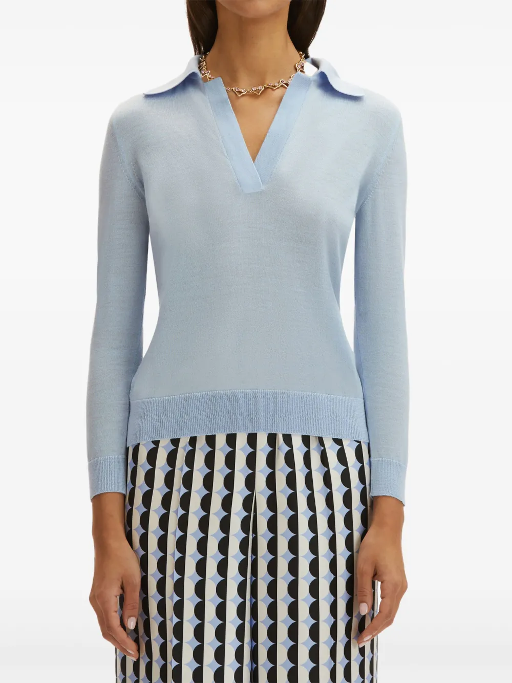 Shop Oscar De La Renta Virgin Wool Polo Shirt In Blau