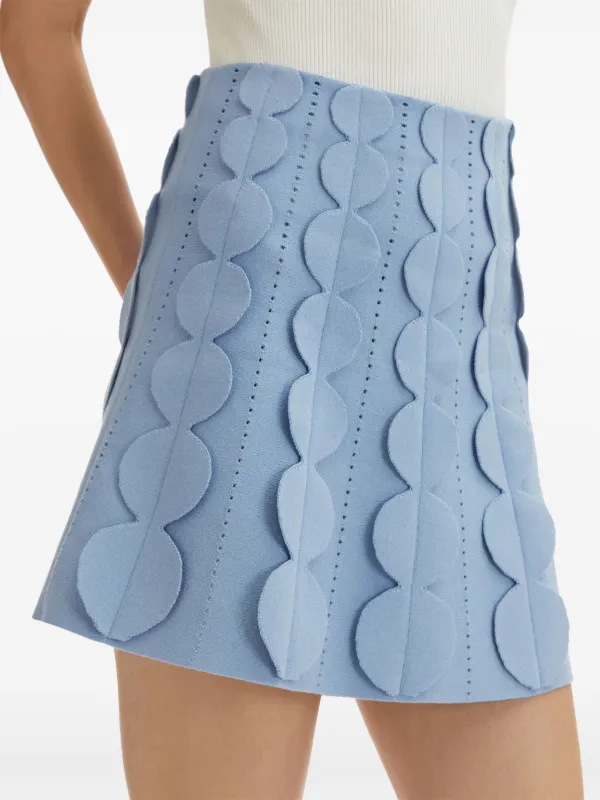 Oscar De La Renta Geometric Circle Knitted Skirt | Blue