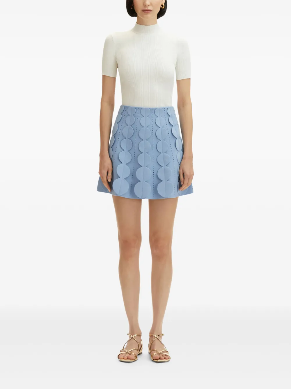 Oscar de la Renta Geometric Circle gebreide rok - Blauw