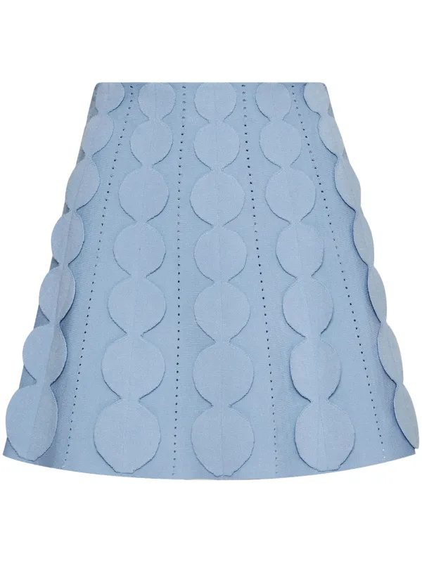 Oscar de la Renta Geometric Circle Knitted Skirt in Blue