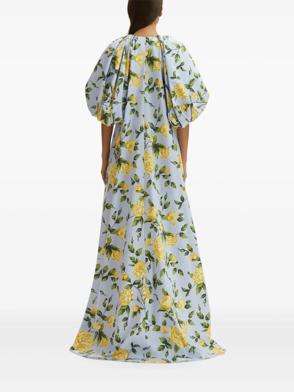 Shop Oscar De La Renta English Rose Kaftan In Blue