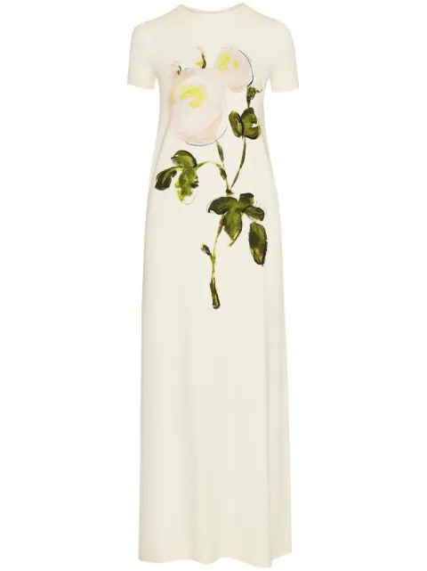 Oscar de la Renta rose-print jersey maxi dress