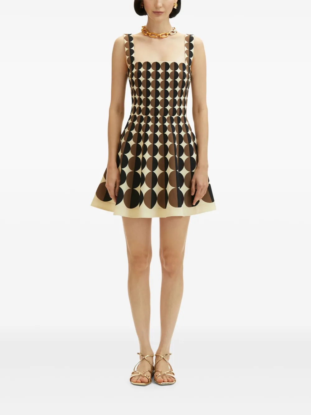 Oscar de la Renta Mini-jurk met geometrische patroon - Beige