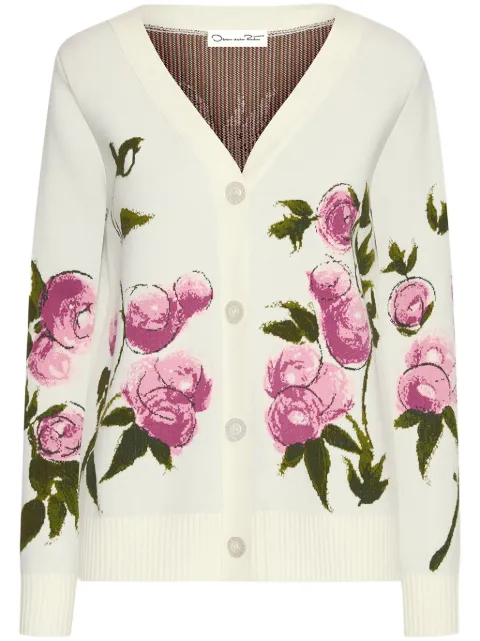 Oscar de la Renta Painted Roses cardigan