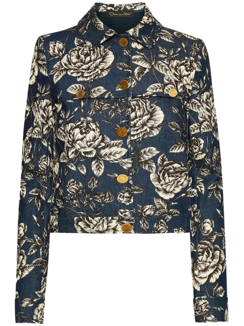 Oscar de la Renta rose-print denim jacket