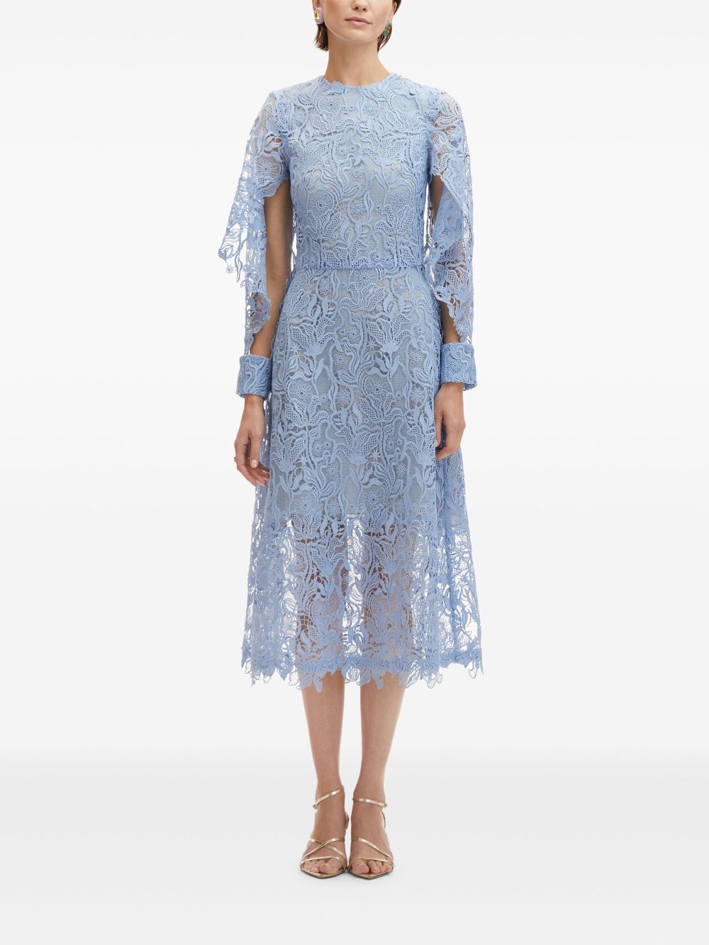 Oscar de la Renta Kanten midi-jurk - Blauw