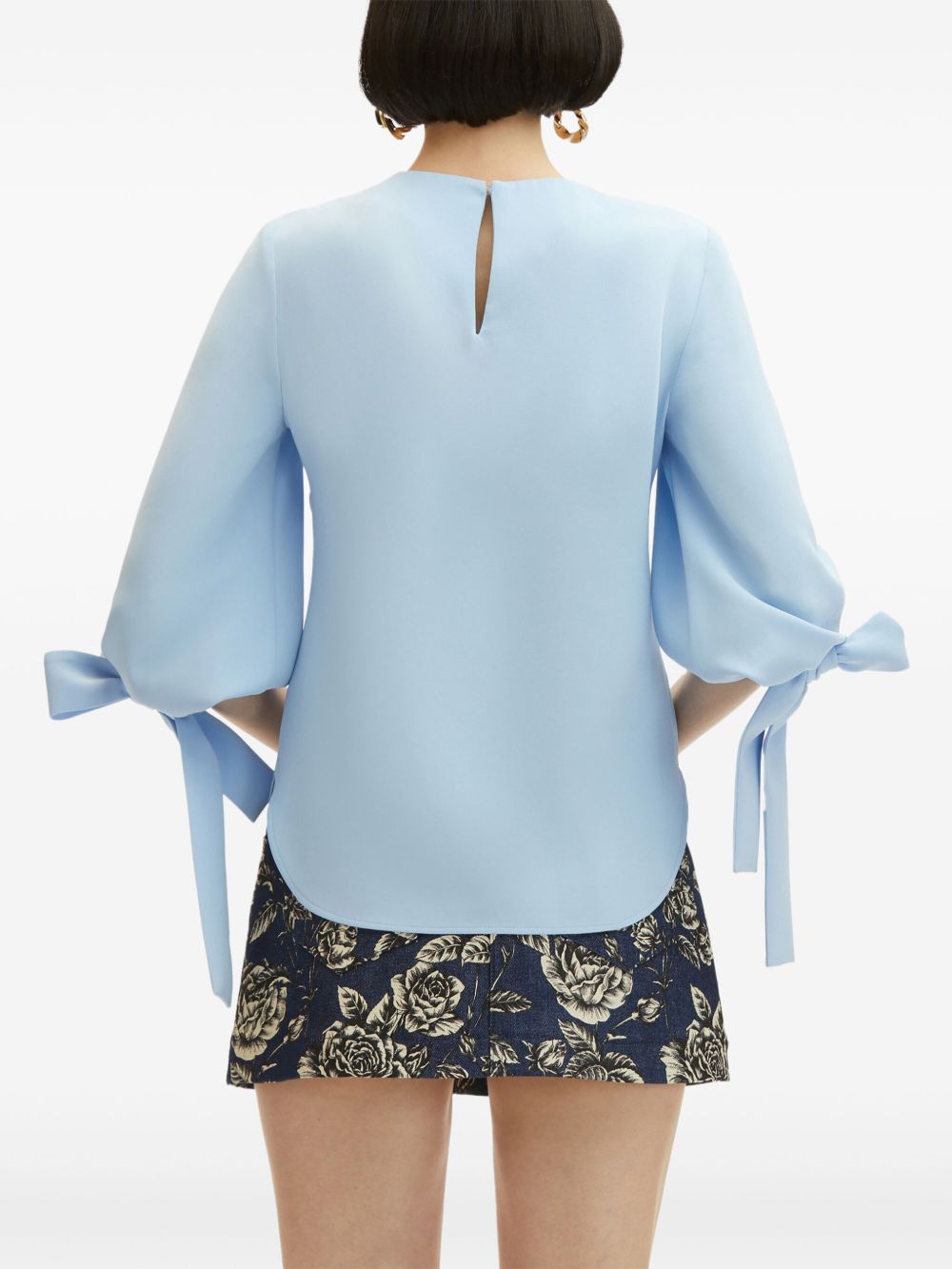 OSCAR DE LA RENTA ENGLISH ROSE CUT-OUT GEORGETTE BLOUSE